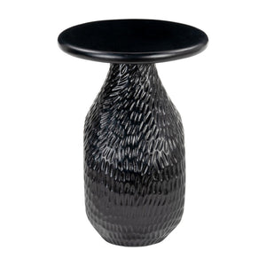 HomeRoots 20" Black Solid Wood Round Pedestal End Table - Elegant, Versatile Accent for Living Spaces & More 556555