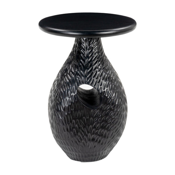 HomeRoots 20" Black Solid Wood Round Pedestal End Table - Elegant, Versatile Accent for Living Spaces & More 556555