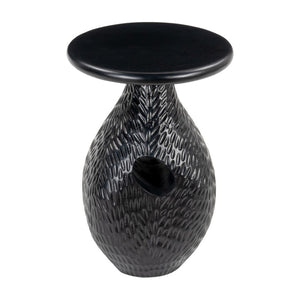 HomeRoots 20" Black Solid Wood Round Pedestal End Table - Elegant, Versatile Accent for Living Spaces & More 556555