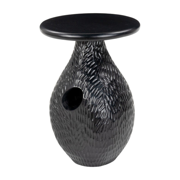 HomeRoots 20" Black Solid Wood Round Pedestal End Table - Elegant, Versatile Accent for Living Spaces & More 556555