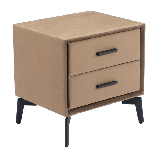Homeroots 20" Brown And Black Velvet Wood And Steel End Table With Drawers - Stylish Storage For Any Room   556556