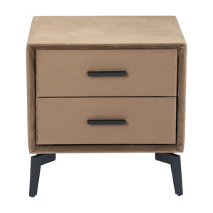 Homeroots 20" Brown And Black Velvet Wood And Steel End Table With Drawers - Stylish Storage For Any Room   556556