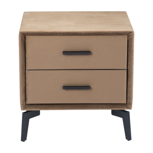 Homeroots 20" Brown And Black Velvet Wood And Steel End Table With Drawers - Stylish Storage For Any Room   556556