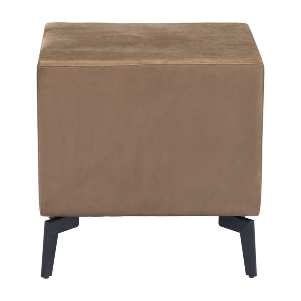 Homeroots 20" Brown And Black Velvet Wood And Steel End Table With Drawers - Stylish Storage For Any Room   556556