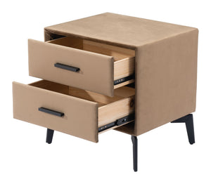 Homeroots 20" Brown And Black Velvet Wood And Steel End Table With Drawers - Stylish Storage For Any Room   556556