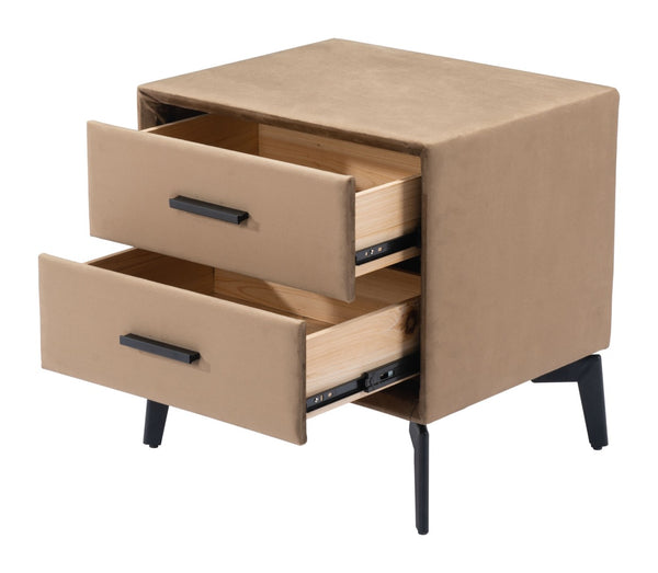 Homeroots 20" Brown And Black Velvet Wood And Steel End Table With Drawers - Stylish Storage For Any Room   556556