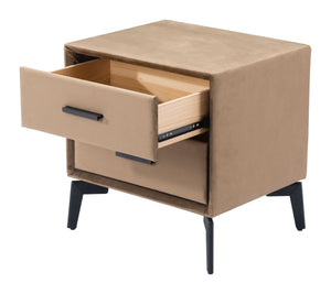 Homeroots 20" Brown And Black Velvet Wood And Steel End Table With Drawers - Stylish Storage For Any Room   556556