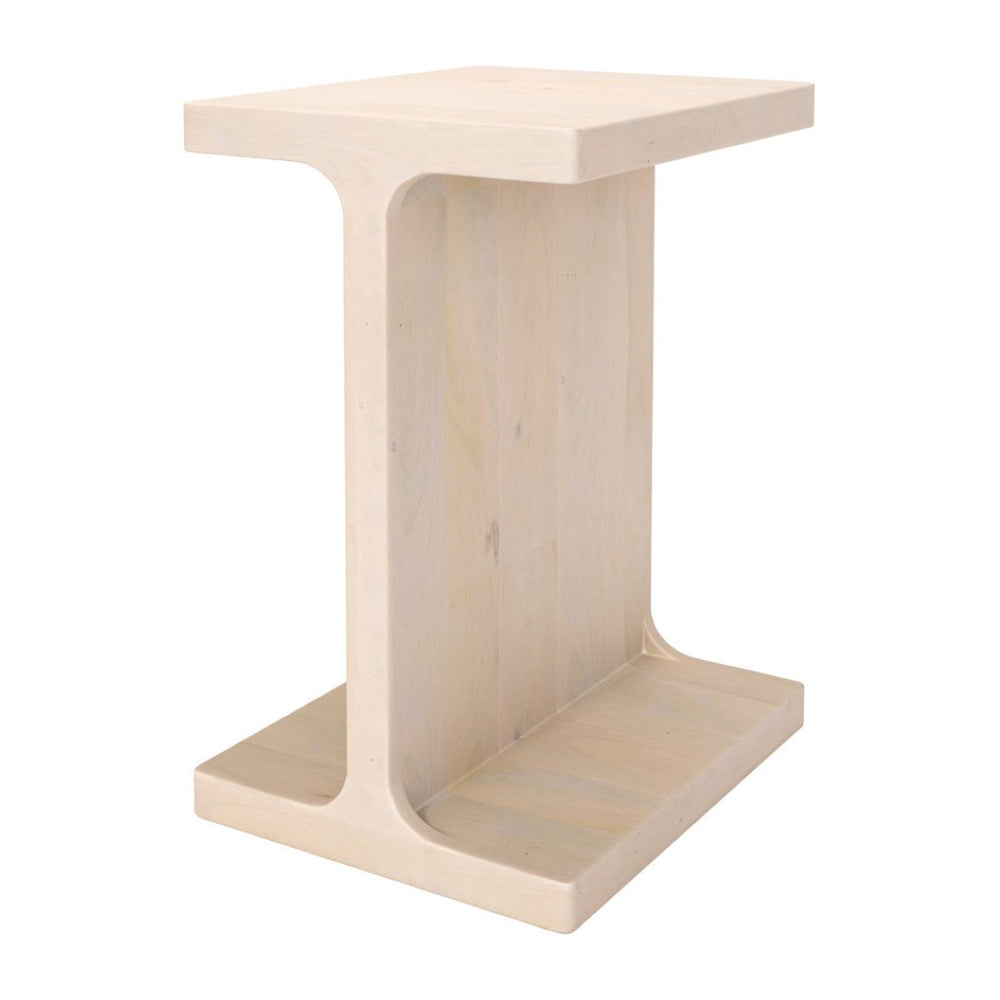 HomeRoots 20" Solid Wood Pedestal End Table - Rustic Mango Wood Accent Piece for Versatile Home Decor Use 556558