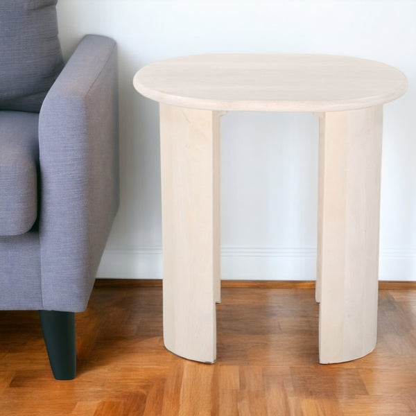 HomeRoots 24" Natural Solid Wood Oval End Table - Stylish, Versatile Design for Living Rooms, Bedrooms & More! 556559
