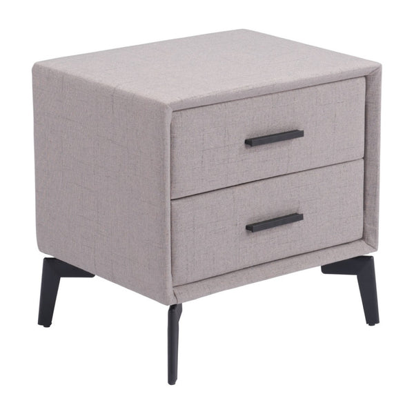 HomeRoots 20" Gray and Black Fabric End Table with Drawers - Modern Compact Design for Stylish Storage Solutions 556561