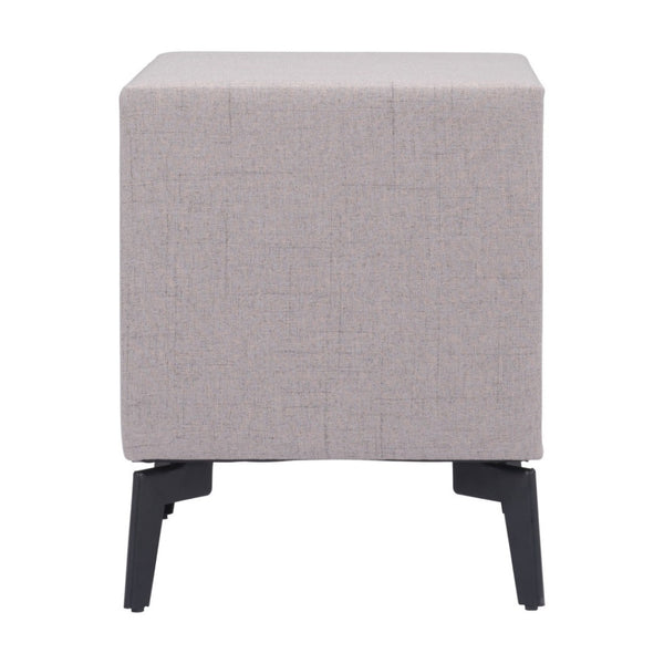 HomeRoots 20" Gray and Black Fabric End Table with Drawers - Modern Compact Design for Stylish Storage Solutions 556561