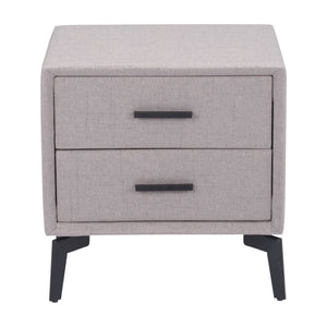HomeRoots 20" Gray and Black Fabric End Table with Drawers - Modern Compact Design for Stylish Storage Solutions 556561