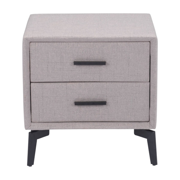HomeRoots 20" Gray and Black Fabric End Table with Drawers - Modern Compact Design for Stylish Storage Solutions 556561