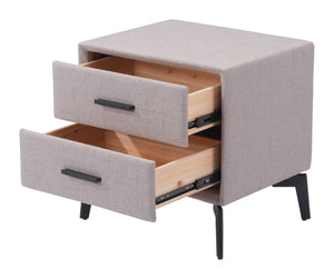 HomeRoots 20" Gray and Black Fabric End Table with Drawers - Modern Compact Design for Stylish Storage Solutions 556561