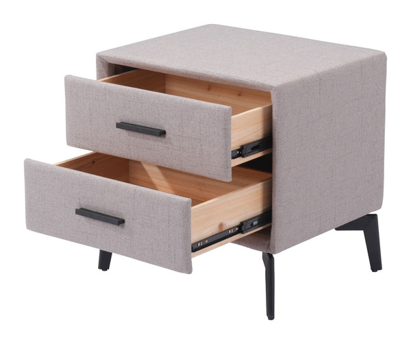 HomeRoots 20" Gray and Black Fabric End Table with Drawers - Modern Compact Design for Stylish Storage Solutions 556561