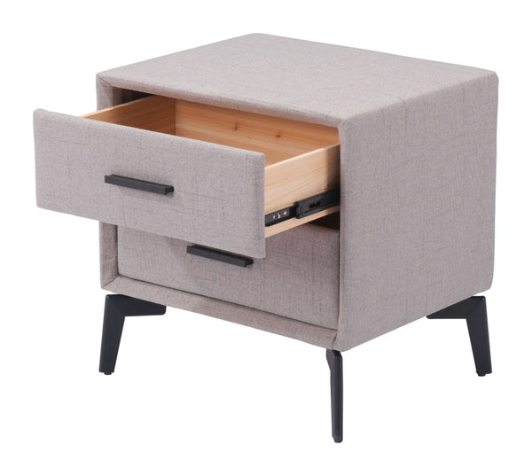 HomeRoots 20" Gray and Black Fabric End Table with Drawers - Modern Compact Design for Stylish Storage Solutions 556561