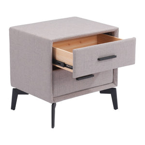 HomeRoots 20" Gray and Black Fabric End Table with Drawers - Modern Compact Design for Stylish Storage Solutions 556561