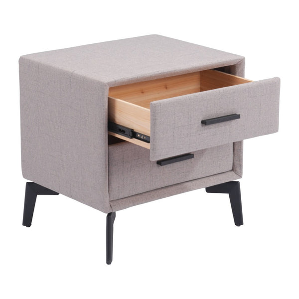 HomeRoots 20" Gray and Black Fabric End Table with Drawers - Modern Compact Design for Stylish Storage Solutions 556561