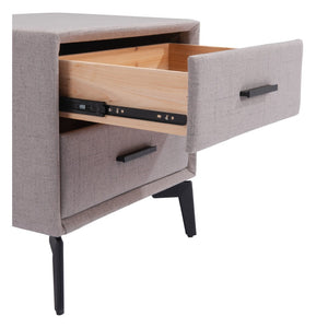 HomeRoots 20" Gray and Black Fabric End Table with Drawers - Modern Compact Design for Stylish Storage Solutions 556561