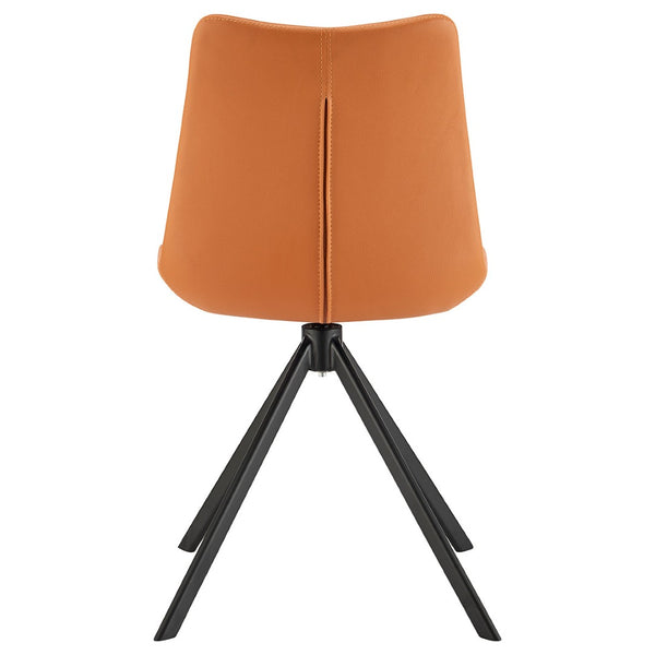 Homeroots Orange Faux Leather Dining Side Chair With Swivel Feature - Modern Accent For Any Room Décor   556570