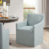 Madison Park Charlotte Transitional Skirted Dining Arm Chair with Casters MP108-1244 Blue