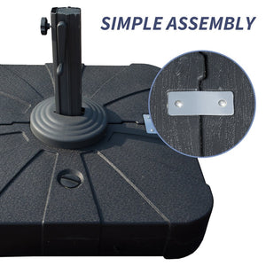 English Elm Patio Umbrella Base With Wheels - Heavy-Duty Square Weighted Stand For Cantilever Umbrellas, 260Lbs W1859P304053-GIGA