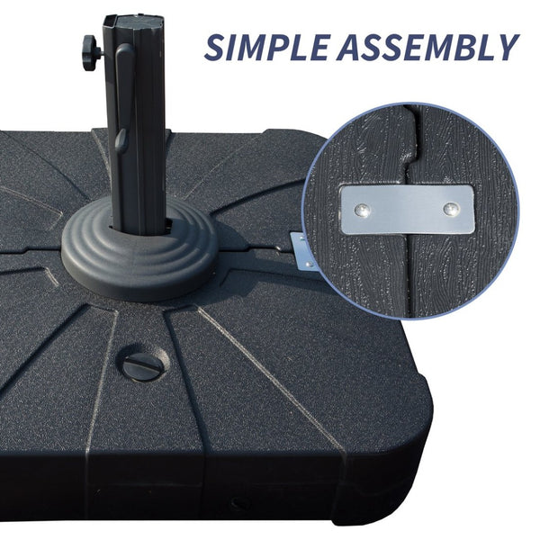 English Elm Patio Umbrella Base With Wheels - Heavy-Duty Square Weighted Stand For Cantilever Umbrellas, 260Lbs W1859P304053-GIGA