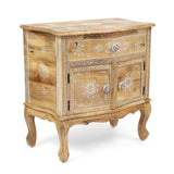 Christopher Knight Home® - Noble House - Culloden Handcrafted Boho Mango Wood Cabinet, Natural and White