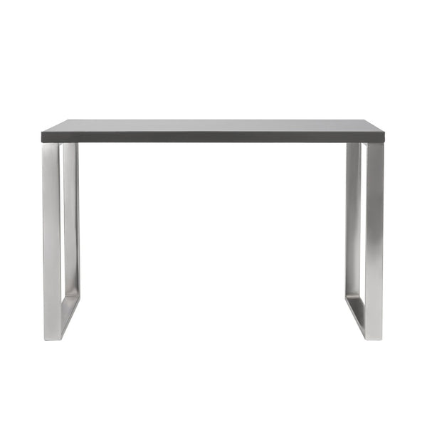 HomeRoots 47" Modern Gray and Silver Sled Writing Desk - Sleek Design with Reversible Assembly for Versatile Spaces 556634