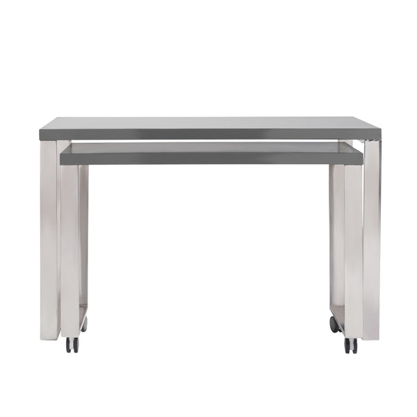 Homeroots 47" Gray And Silver Wood And Stainless Steel Sled Writing Desk - Stylish, Versatile & Durable Design   556634