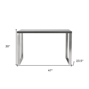 Homeroots 47" Gray And Silver Wood And Stainless Steel Sled Writing Desk - Stylish, Versatile & Durable Design   556634