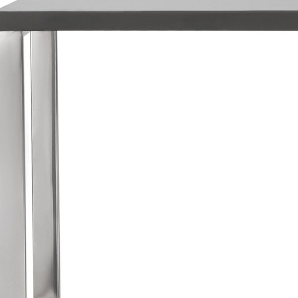 Homeroots 47" Gray And Silver Wood And Stainless Steel Sled Writing Desk - Stylish, Versatile & Durable Design   556634