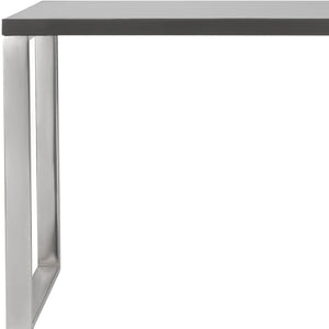 Homeroots 47" Gray And Silver Wood And Stainless Steel Sled Writing Desk - Stylish, Versatile & Durable Design   556634