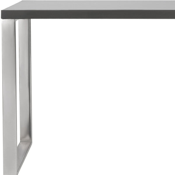 Homeroots 47" Gray And Silver Wood And Stainless Steel Sled Writing Desk - Stylish, Versatile & Durable Design   556634