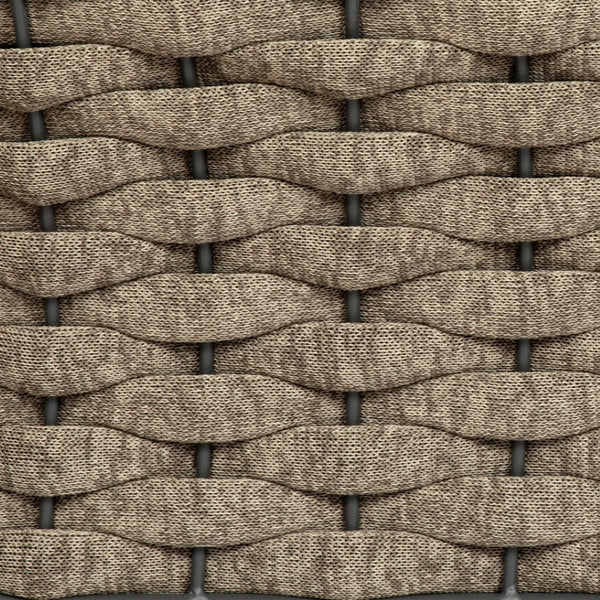 Homeroots 32" Stylish Gray And Taupe Woven Aluminum Outdoor Arm Chair With Cozy Taupe Cushion For Comfort  Aluminium,Fabric 556638