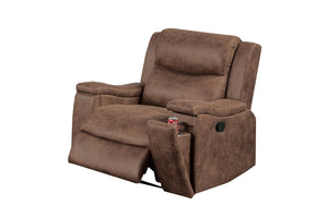 English Elm Modern Walnut Faux Leather Manual Recliner with Plush Headrest for Living Rooms B011P466431