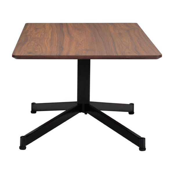 HomeRoots 48" Brown and Black Wood and Steel Pedestal Coffee Table – Mid-Century Modern Design with Adjustable Height 556699