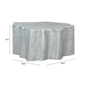 HomeRoots 37" Silver Aluminum Free Form Coffee Table - Modern Sculptural Accent for Living Rooms & Offices 556705