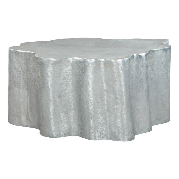 HomeRoots 37" Silver Aluminum Free Form Coffee Table - Modern Sculptural Accent for Living Rooms & Offices 556705