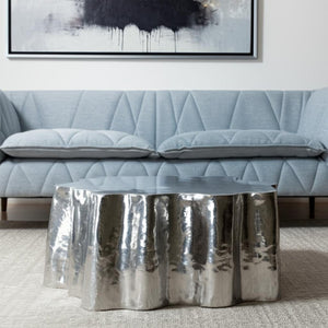 HomeRoots 37" Silver Aluminum Free Form Coffee Table - Modern Sculptural Accent for Living Rooms & Offices 556705