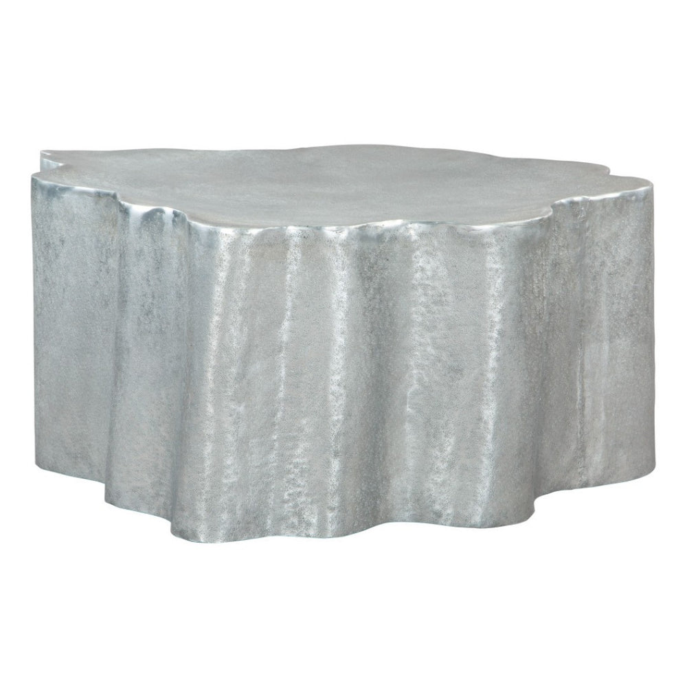 HomeRoots 37" Silver Aluminum Free Form Coffee Table - Modern Sculptural Accent for Living Rooms & Offices 556705