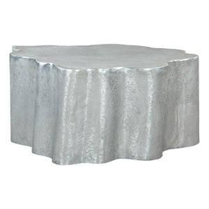 HomeRoots 37" Silver Aluminum Free Form Coffee Table - Modern Sculptural Accent for Living Rooms & Offices 556705