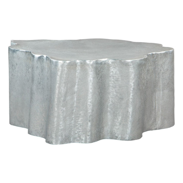 HomeRoots 37" Silver Aluminum Free Form Coffee Table - Modern Sculptural Accent for Living Rooms & Offices 556705
