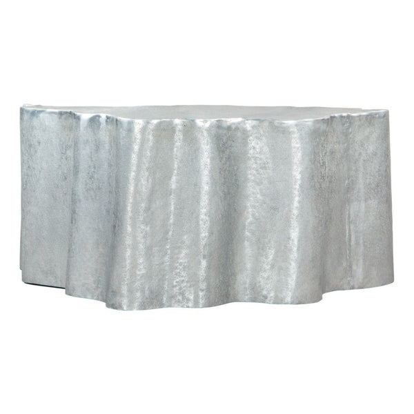 HomeRoots 37" Silver Aluminum Free Form Coffee Table - Modern Sculptural Accent for Living Rooms & Offices 556705