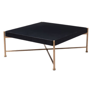 HomeRoots 42" Black Solid Wood and Gold Steel Square Coffee Table - Modern Geometric Design for Any Space 556707