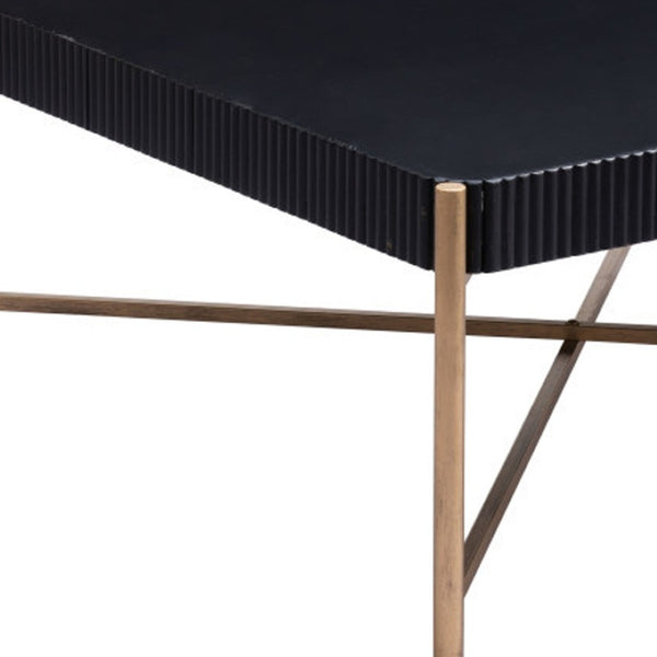 HomeRoots 42" Black Solid Wood and Gold Steel Square Coffee Table - Modern Geometric Design for Any Space 556707