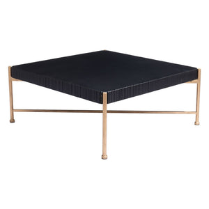 HomeRoots 42" Black Solid Wood and Gold Steel Square Coffee Table - Modern Geometric Design for Any Space 556707