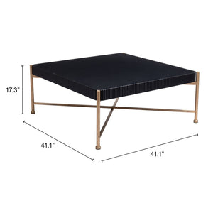 HomeRoots 42" Black Solid Wood and Gold Steel Square Coffee Table - Modern Geometric Design for Any Space 556707