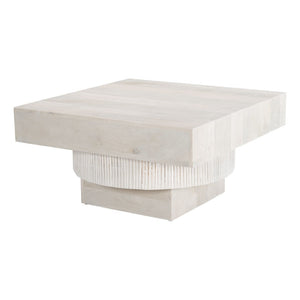 HomeRoots 36" Rustic-Modern Solid Wood Square Coffee Table - Durable Mango Wood with Distressed Finish 556710