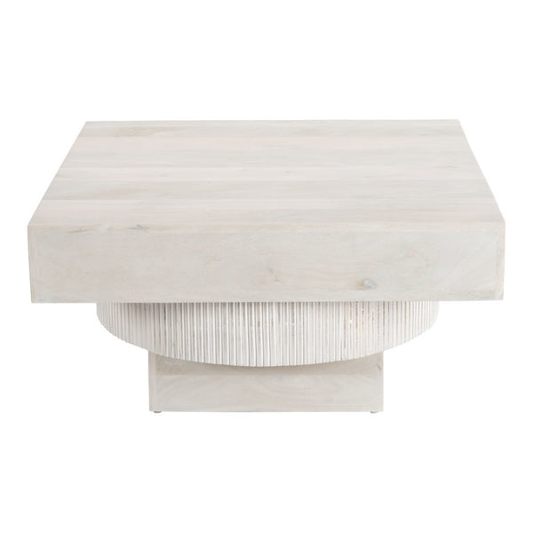 HomeRoots 36" Rustic-Modern Solid Wood Square Coffee Table - Durable Mango Wood with Distressed Finish 556710